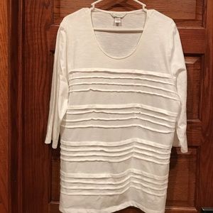 White pleated knit top